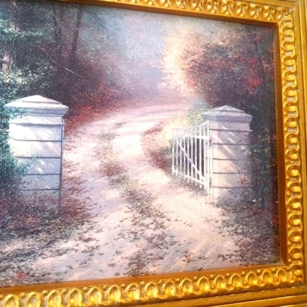 ⚜️ Thomas Kincaid AT THE GATE Gicleé Oil Painting Framed on Canvas  11"×… - Picture 7 of 14